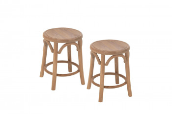 Tabourets rétro en teck naturel (lot de 2) - FRASI