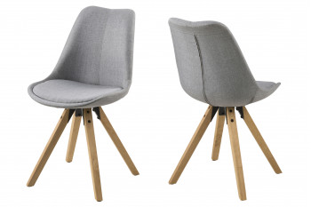 Chaises modernes bois et tissu gris (lot de 2) - EARL