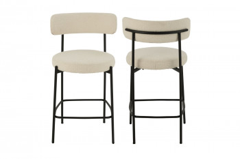 Chaises de bar en métal noir et bouclette (lot de 2) - GERDA