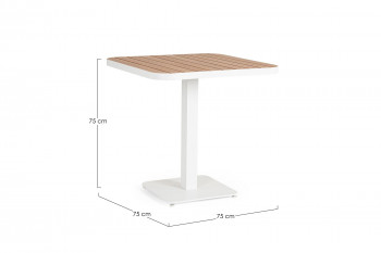 Table de jardin carrée en métal blanc L78 2 personnes - BAVARO