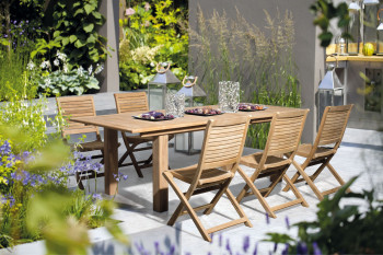 Table de jardin extensible en teck L180/240 10 places - BOLONIA