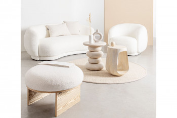 Fauteuil 1 place en tissu bouclette blanc - ELLA