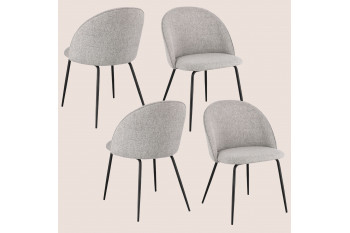 Chaises de salle à manger en métal et tissu (lot de 4) - DIANE