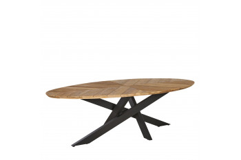 Table de jardin ovale en teck et métal noir L220 10 places - CAPO
