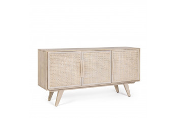 Buffet bas en bois de manguier blanchi 3 portes - SHANNA