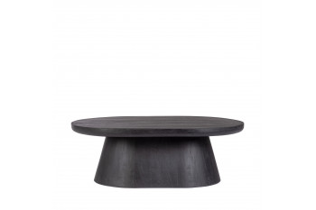 Table basse ovale en bois de manguier noir pied central L90 - NADI