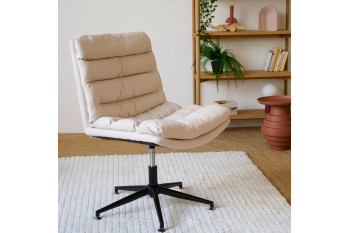 Fauteuil contemporain pivotant beige avec pied central - VIEL