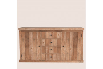 Buffet bas en bois recyclé 2 portes 4 tiroirs L 180 - LINAS