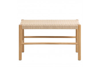 Bout de lit en bois et assise tressée L80 - THEO