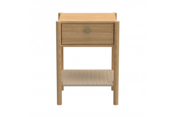Table de chevet en bois 1 tiroir 1 tablette tressée - BELFORT
