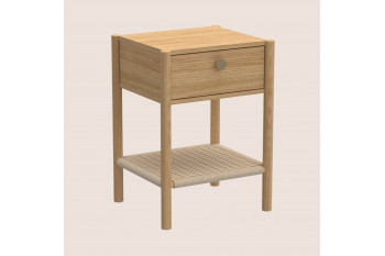 Table de chevet en bois 1 tiroir 1 tablette tressée - BELFORT