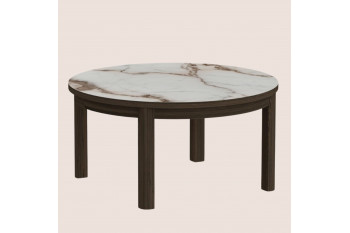Table basse ronde en céramique et chêne fumé D90 - SIMONE
