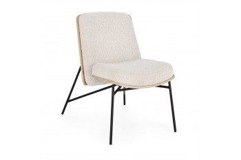 Fauteuil contemporain en bois et tissu bouclette - EMERICK