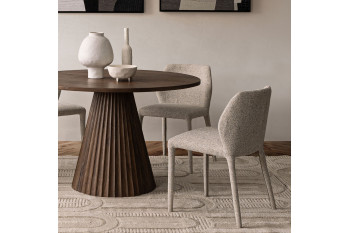 Chaises de salle à manger en tissu moucheté beige (lot de 2) - LILY