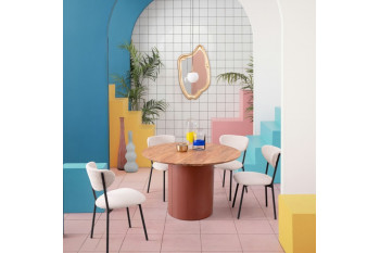 Table ronde contemporaine D115 4 places en acacia - SAJO