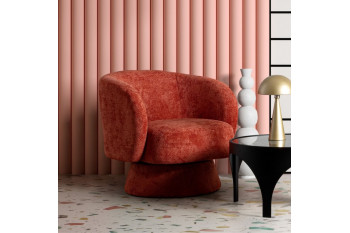 Fauteuil pivotant avec pied central en tissu - JULIO