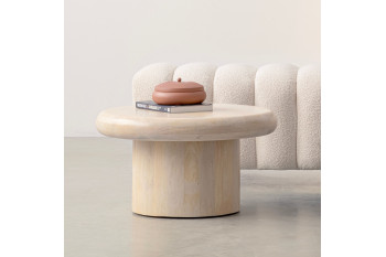 Table basse de salon ronde en bois de manguier D60 - JUAREZ