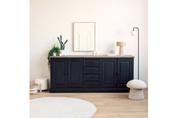 Buffet bas en bois noir 4 portes  4 tiroirs - DALILA