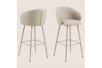 Tabourets de bar avec accoudoirs en tissu beige (lot de 2) - BLAIR