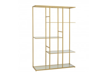 Etagère bibliothèque asymétrique en verre et métal doré - BABEL