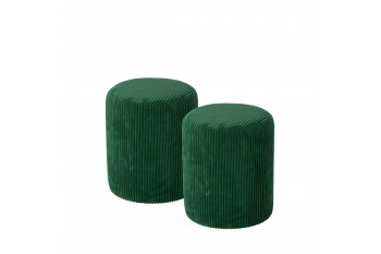 Poufs tabourets ronds en velours côtelé (lot de 2) - CHARLISE