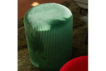 Poufs tabourets ronds en velours côtelé (lot de 2) - CHARLISE