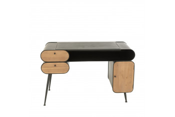 Bureau industriel en bois et métal noir 2 - FORGE