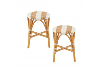 Tabourets parisiens assise tressée rayures (lot de 2) - MONTMARTRE