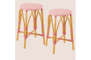Tabourets de bar parisiens assise tressée (lot de 2) - MONTMARTRE