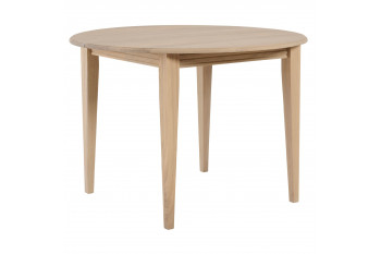 Table ronde extensible chêne blanchi 4/6 places D115 pieds fuseau - VICTORIA