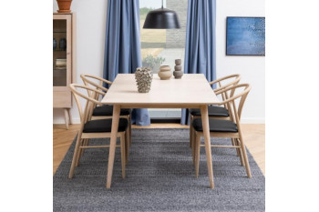 Table à manger extensible en chêne blanchi 8 à 14 couverts L200/300 - CENTIOR