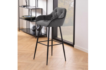 Tabouret haut avec accoudoirs en velours et métal (lot de 2) - TERI