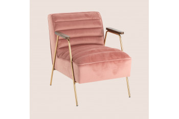 Fauteuil relax en velours et métal doré - LISBOA