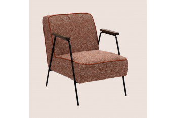 Fauteuil vintage en tissu chiné et pieds métal - SINTRA