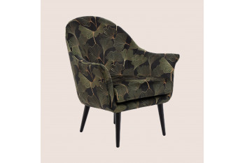 Fauteuil en velours peau de pêche aux motifs fleuris - NOAH