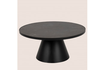 Table basse ronde en céramique et métal noir D85 - GIROLLE