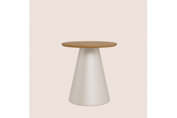 Bout de canapé rond en bois et métal grège D45 - GIROLLE