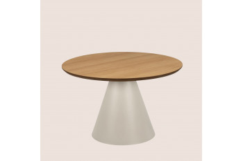 Table basse ronde en bois et métal grège D65 - GIROLLE