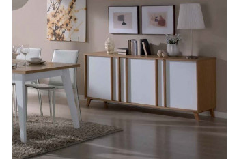 Buffet moderne 3 portes MONDRIAN - Coloris ivoire