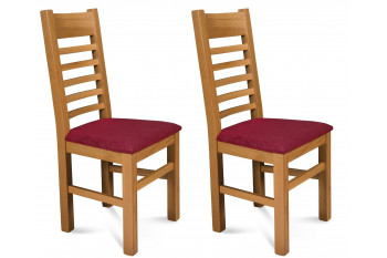 Chaises Boston en chêne clair - Assise Rouge (Lot de 2)