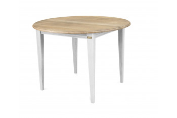 OCCASION Table ronde pieds fuselés VICTORIA - 105 cm - chêne blanc