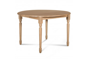 Table extensible ronde bois D115 cm 1 allonge - Pieds tournés - VICTORIA