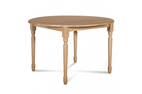 Table extensible ronde bois D115 cm avec 1 allonge et Pieds tournés - VICTORIA