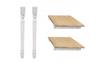 Lot de 2 rallonges bois table ronde D105 pieds tournés - VICTORIA